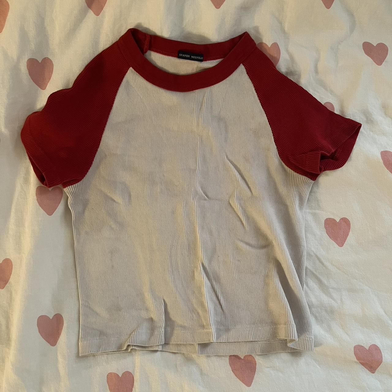 Brandy Melville red baseball tee Has some staining... Depop