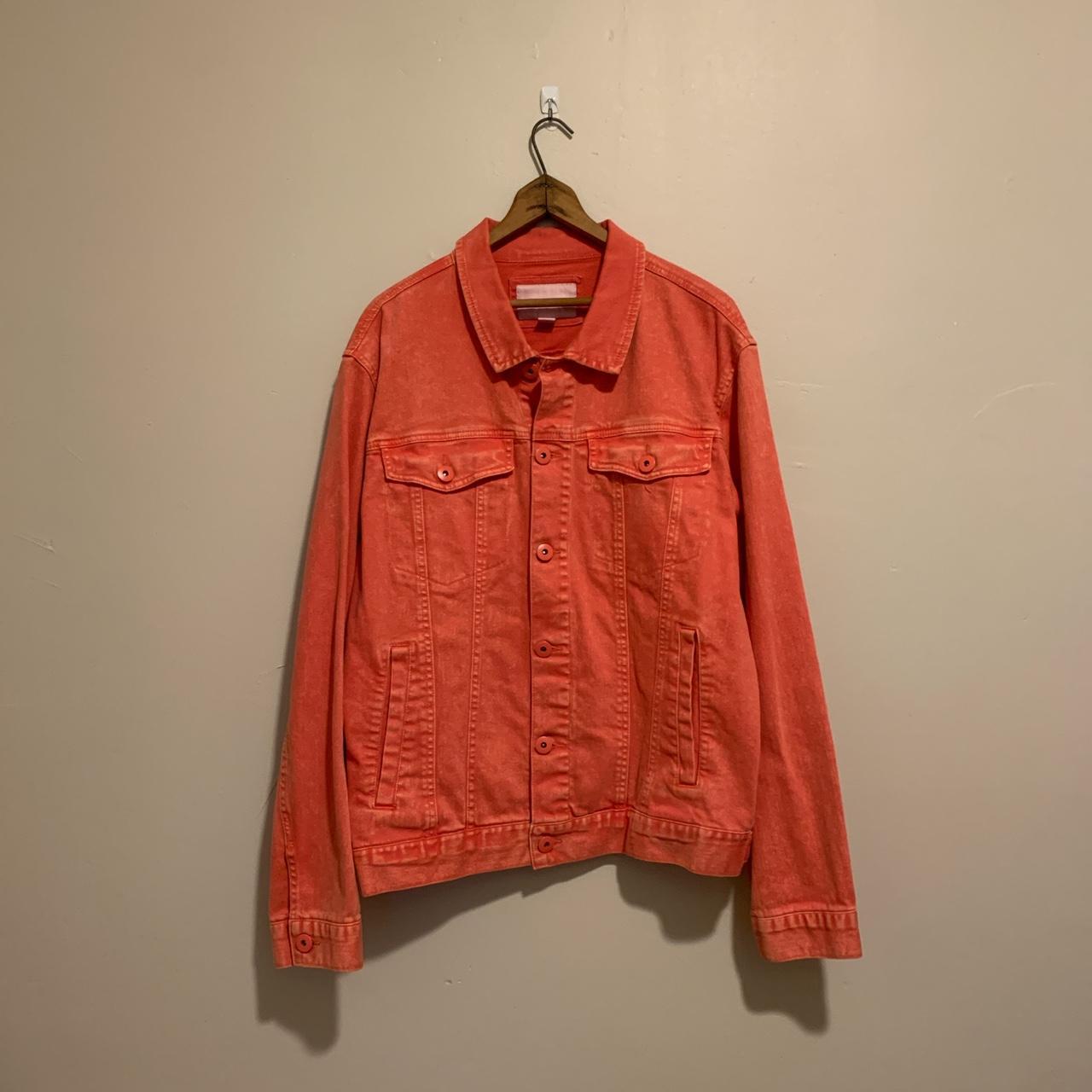 Faded red denim jacket sale