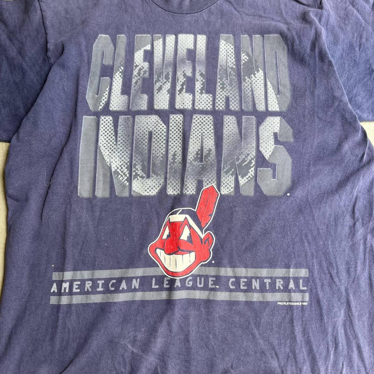 Vintage Cleveland Indians T shirt faded black - Depop