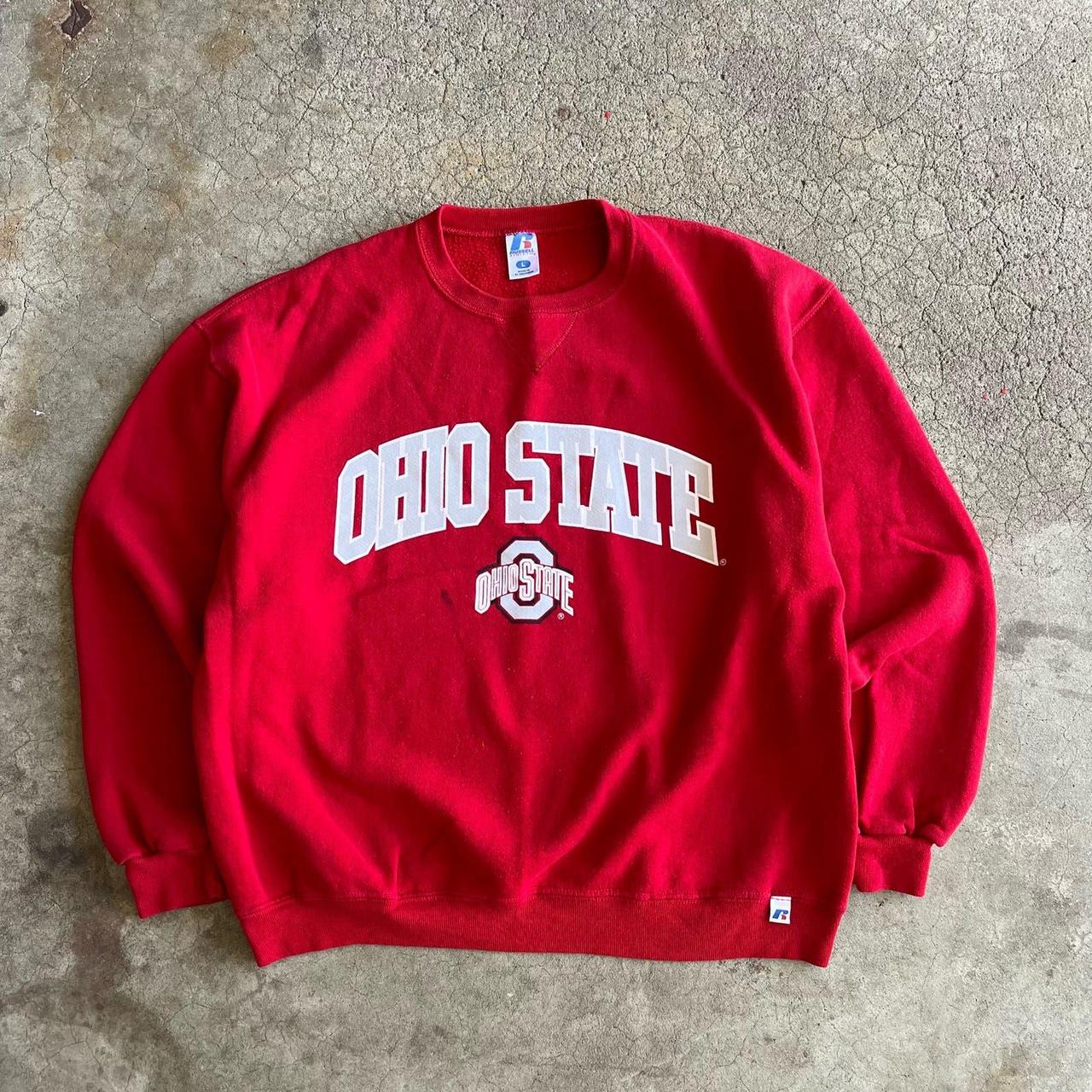 y2k 2000s buckeyes Russell Athletic Bright Red Ohio... - Depop