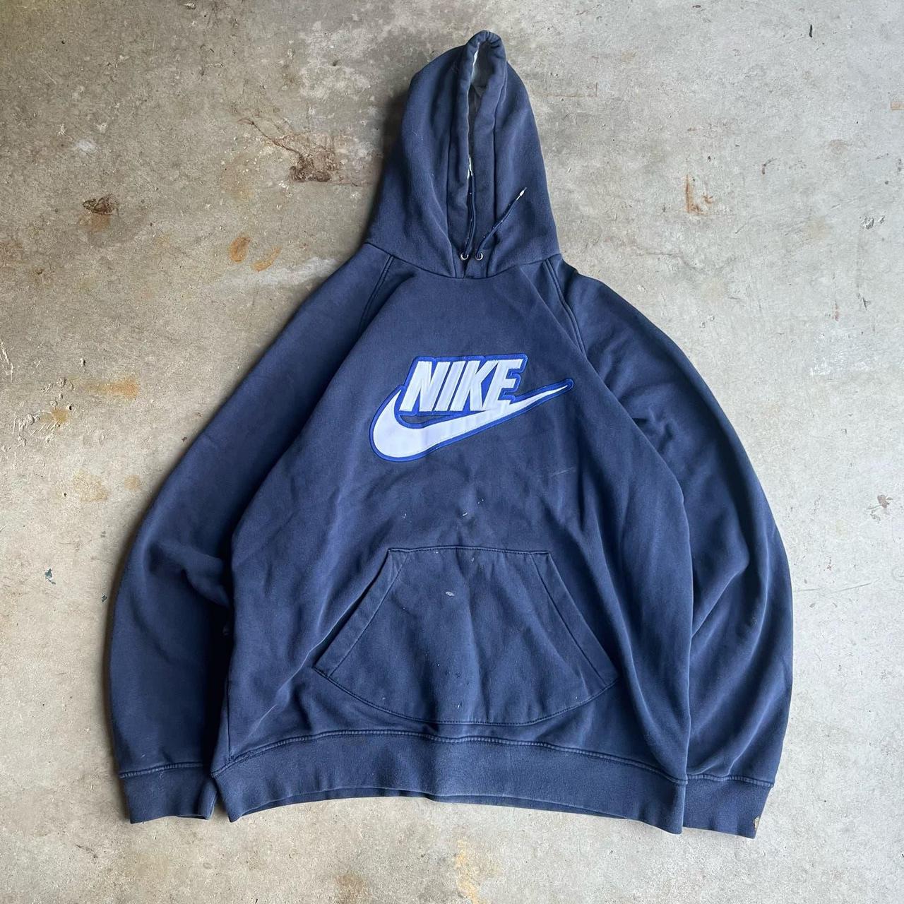 vintage y2k 200s nike gray silver tag big loho navy. Depop