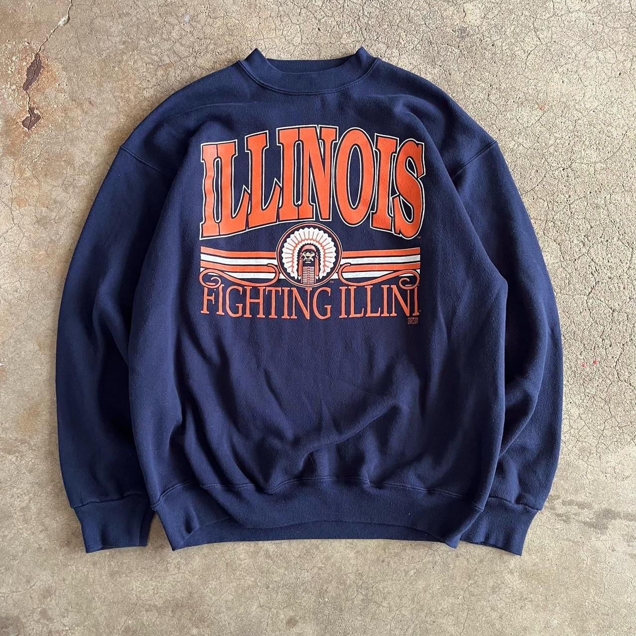 Vintage 20/20 Illinois Fighting Illini Navy Blue... - Depop