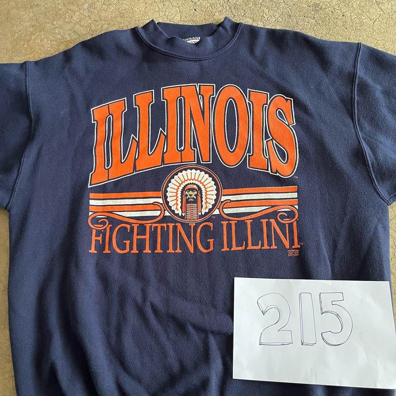 Vintage 20/20 Illinois Fighting Illini Navy Blue... - Depop