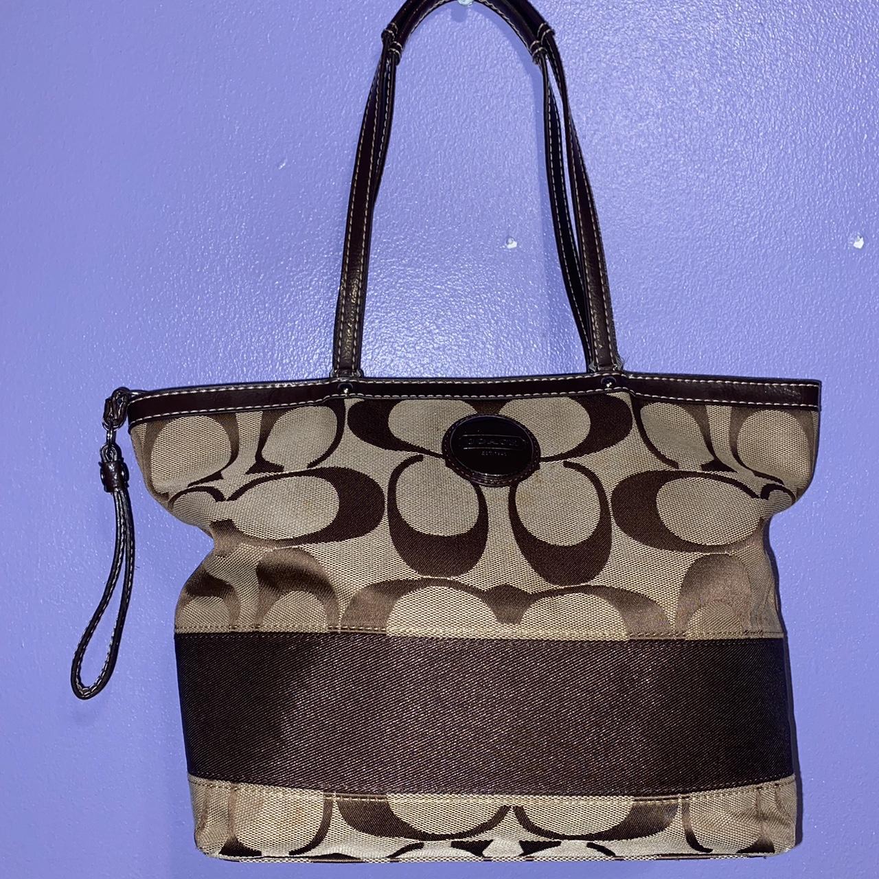 Leather Signature Stripe Tote Bag