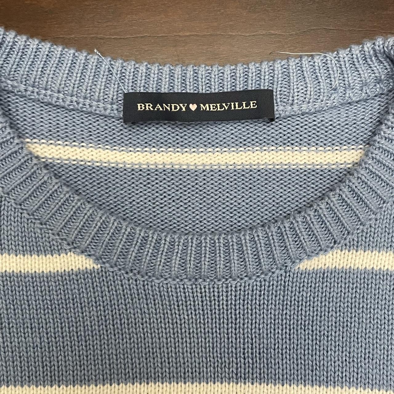 brandy melville blue striped sweater one size,... - Depop