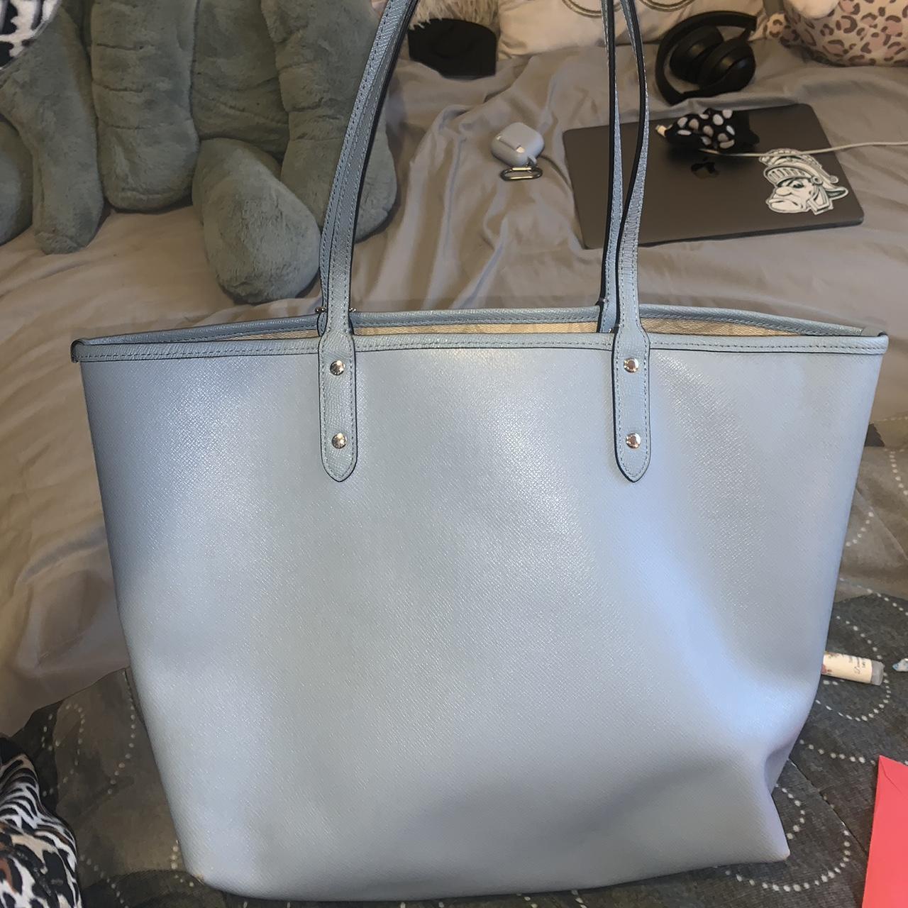 Lightly used baby blue coach bag - Depop