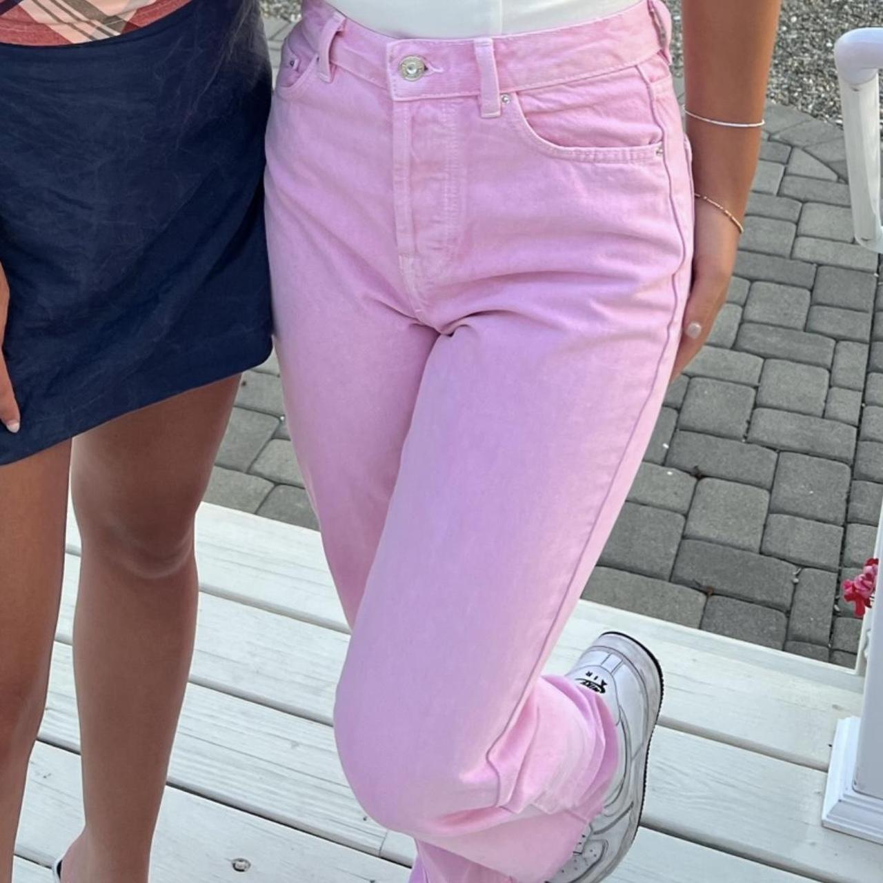 Zara Women's Pink Jeans Depop