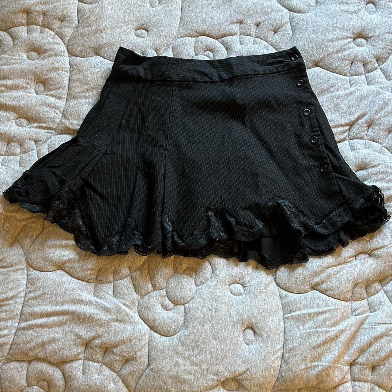 UNIF Black Pinstripe Mini Skirt - Super Cute, No... - Depop