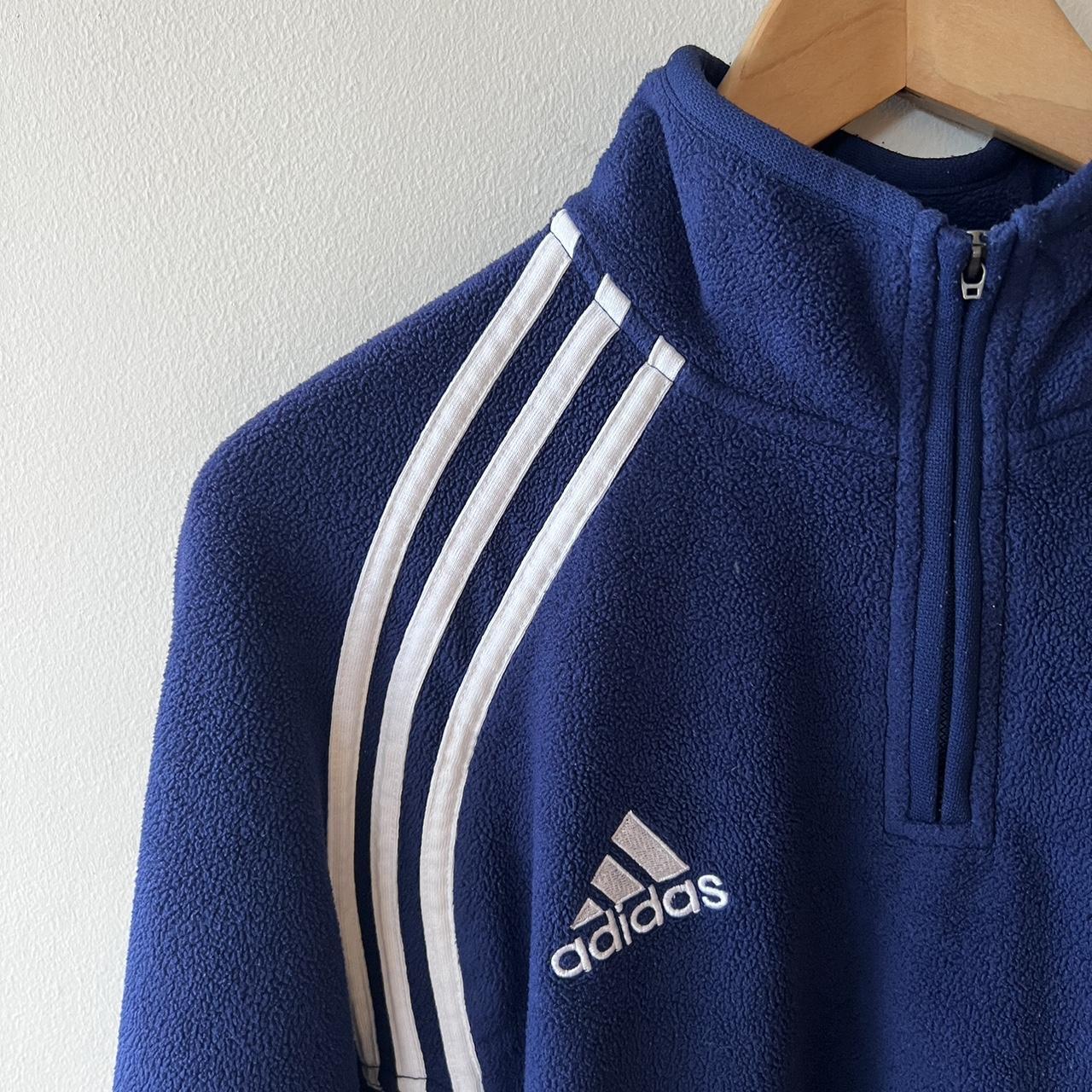 Vintage Retro Navy Adidas 1/4 Zip Fleece #Adidas... - Depop