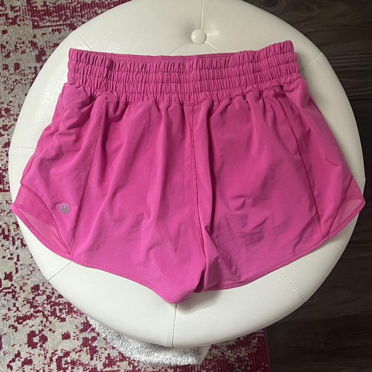 These are hot pink lulu lemon hotty hot shorts in a... - Depop