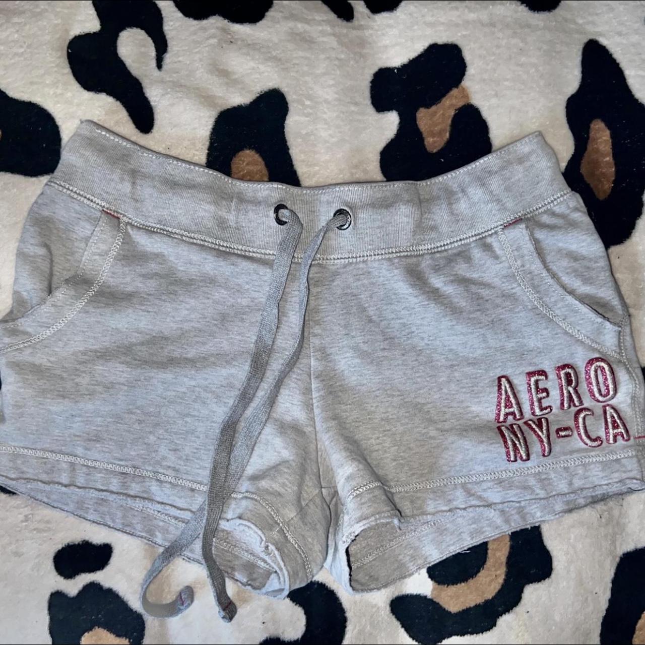 Aeropostale Women's Grey and Pink Shorts Depop