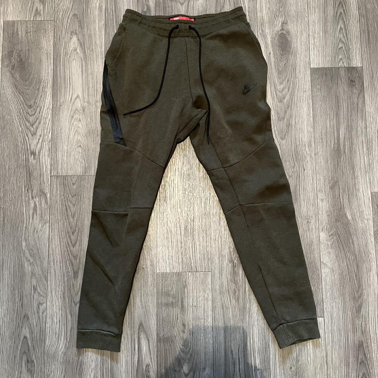 Nike tech fleece joggers Kahki green nike tech... - Depop