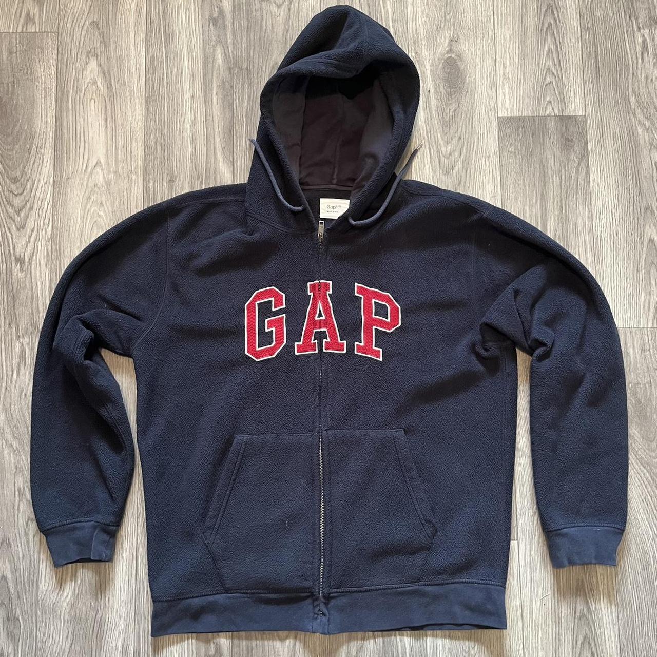 Vintage gap hoodie Navy zip up fleece/hoodie, great... - Depop