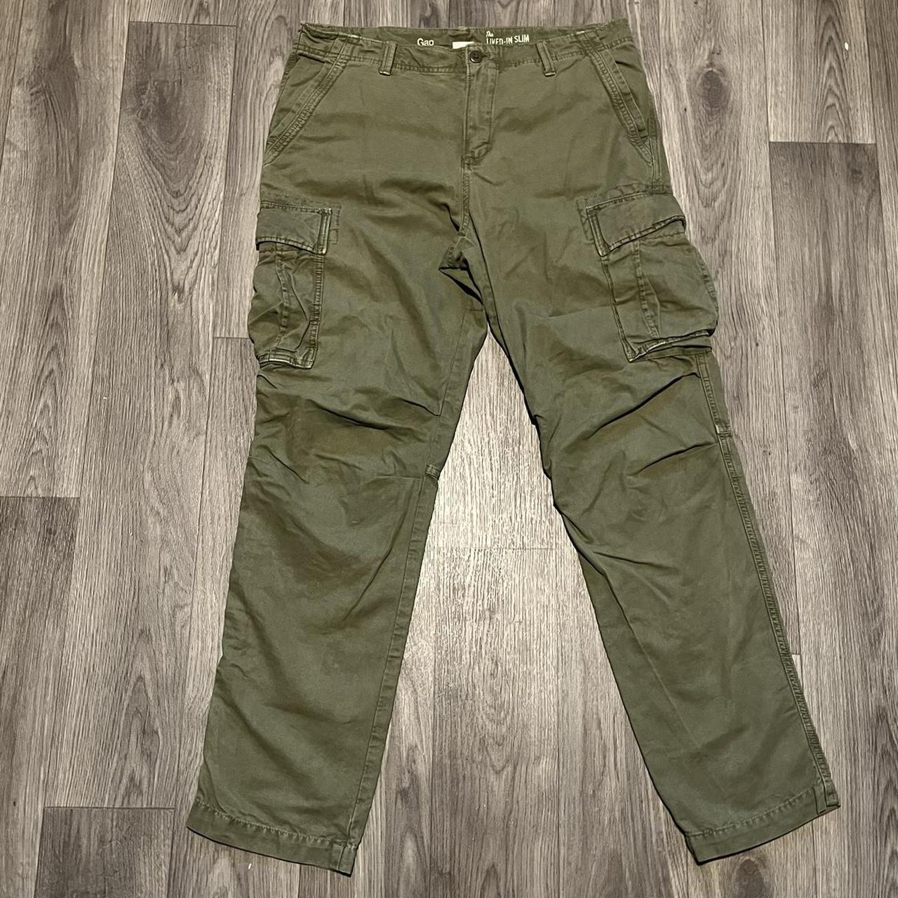 Khaki cargo pants Gap cargo trousers in a khaki... - Depop