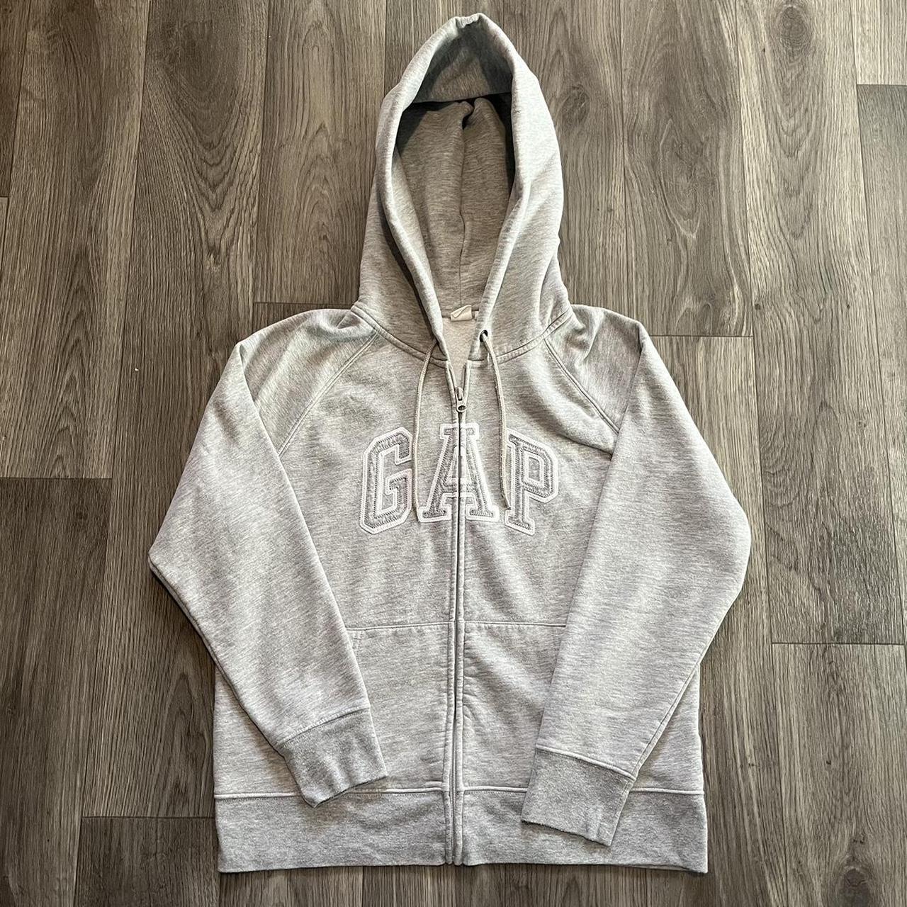 Gap zip up hoodie Grey Gap full zip hoodie with... - Depop