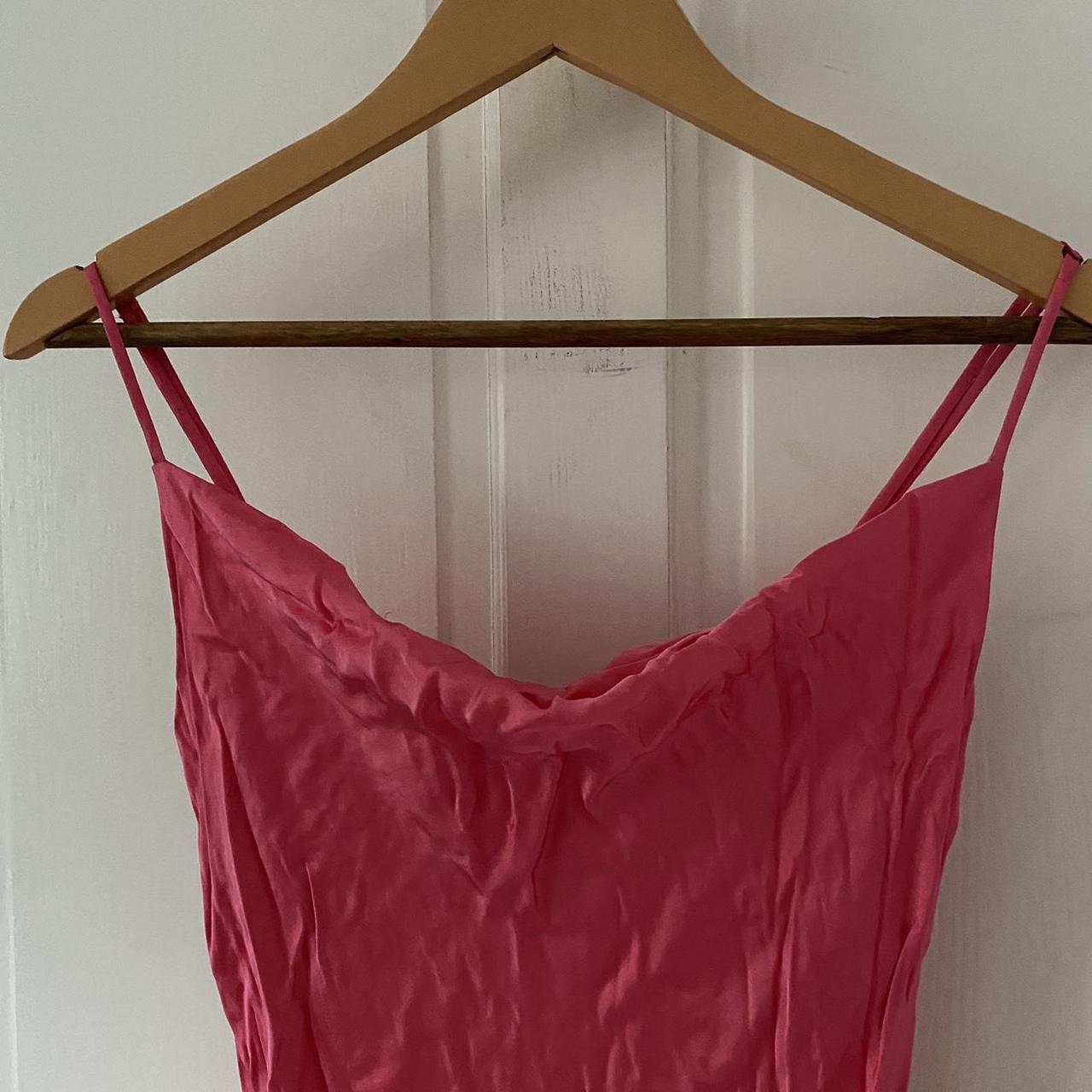 Zara pink satin slip midi dress in pink. In perfect... Depop