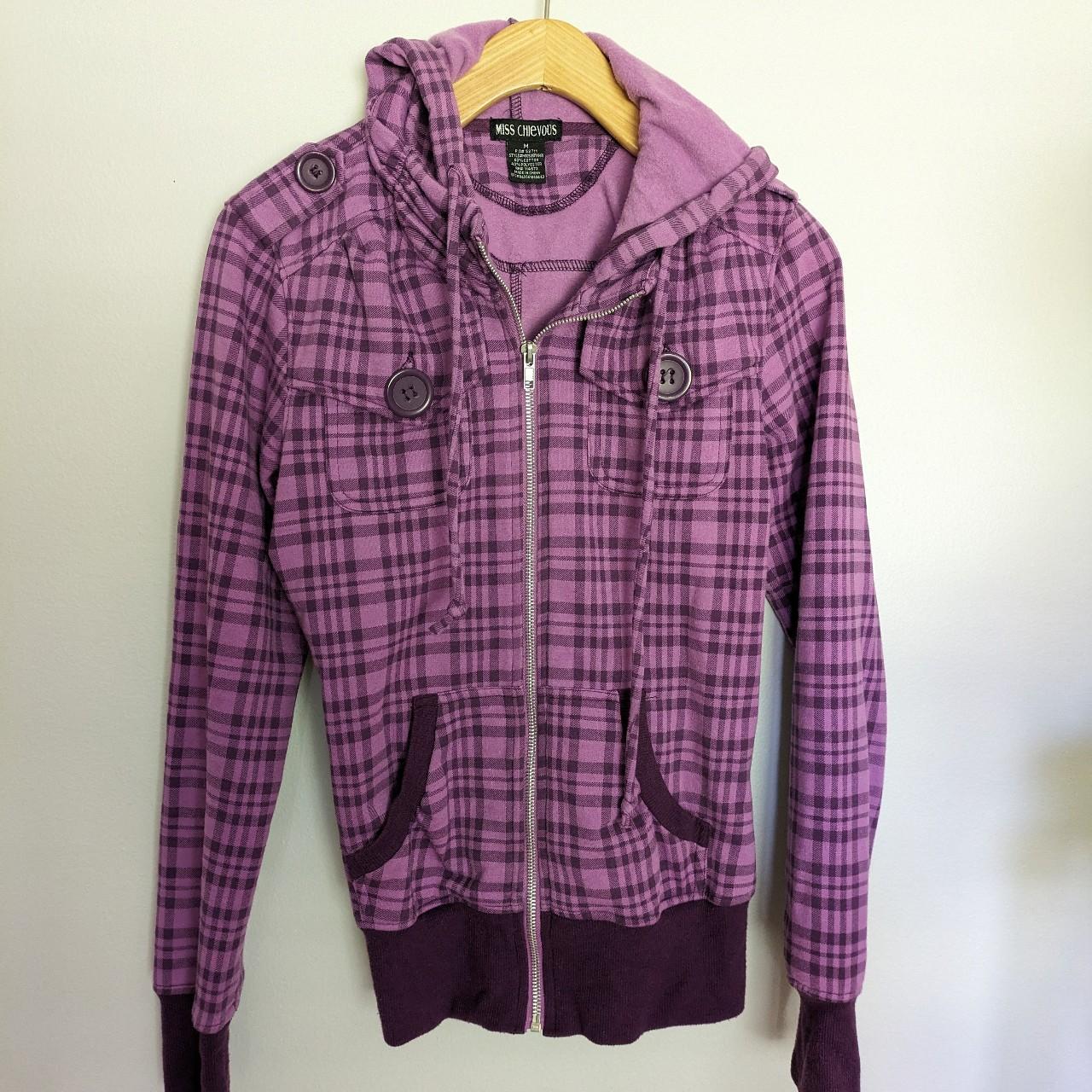 Purple plaid hoodie Brand Miss Chievous Depop