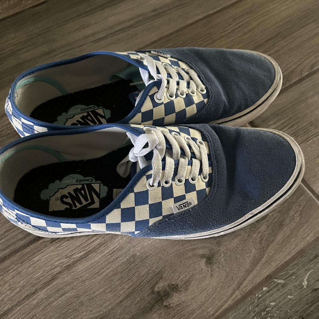 Checker board blue and cream vans Size 9 Good