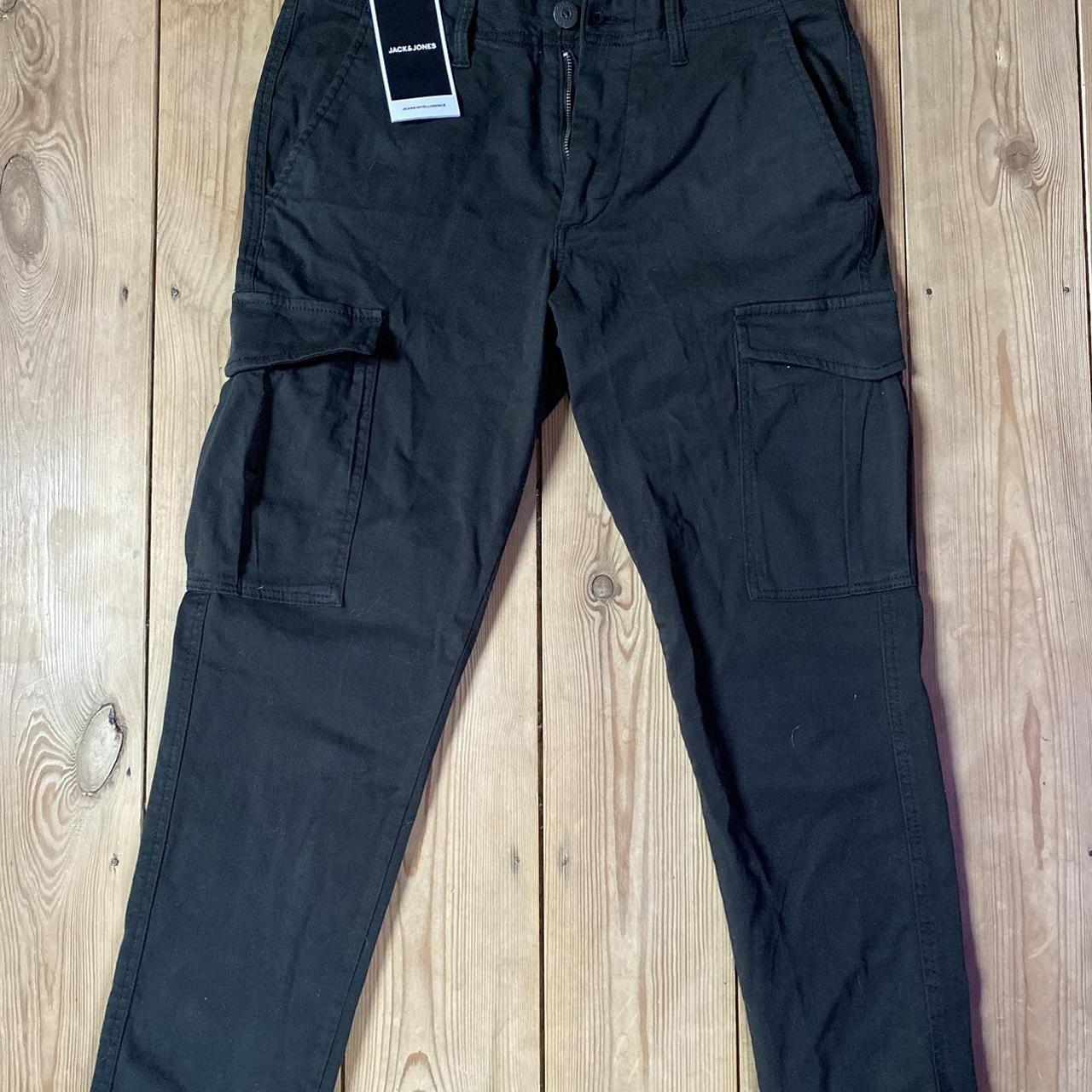 Jack&Jones black cuffed cargos, Slim fit 31/32” inch... Depop