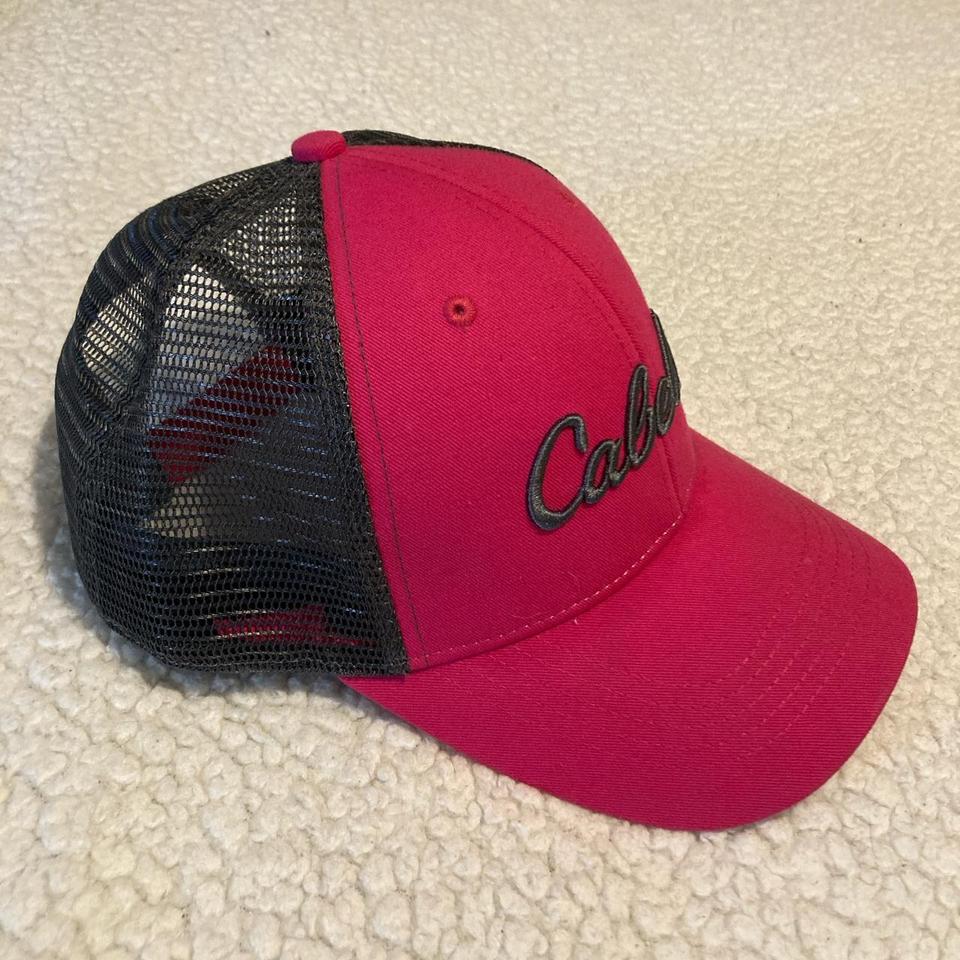 Pink and charcoal Cabelas trucker style mesh, - Depop