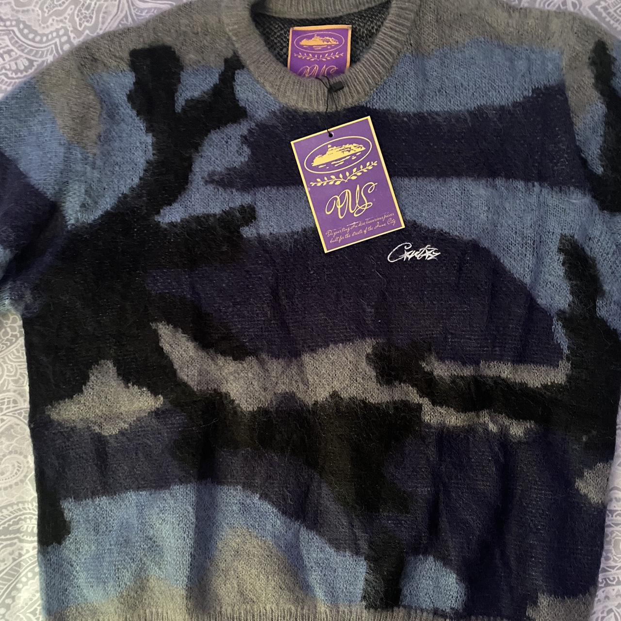 Corteiz Mohair Knit Sweater Ocean Camo, 🔷 Brand...