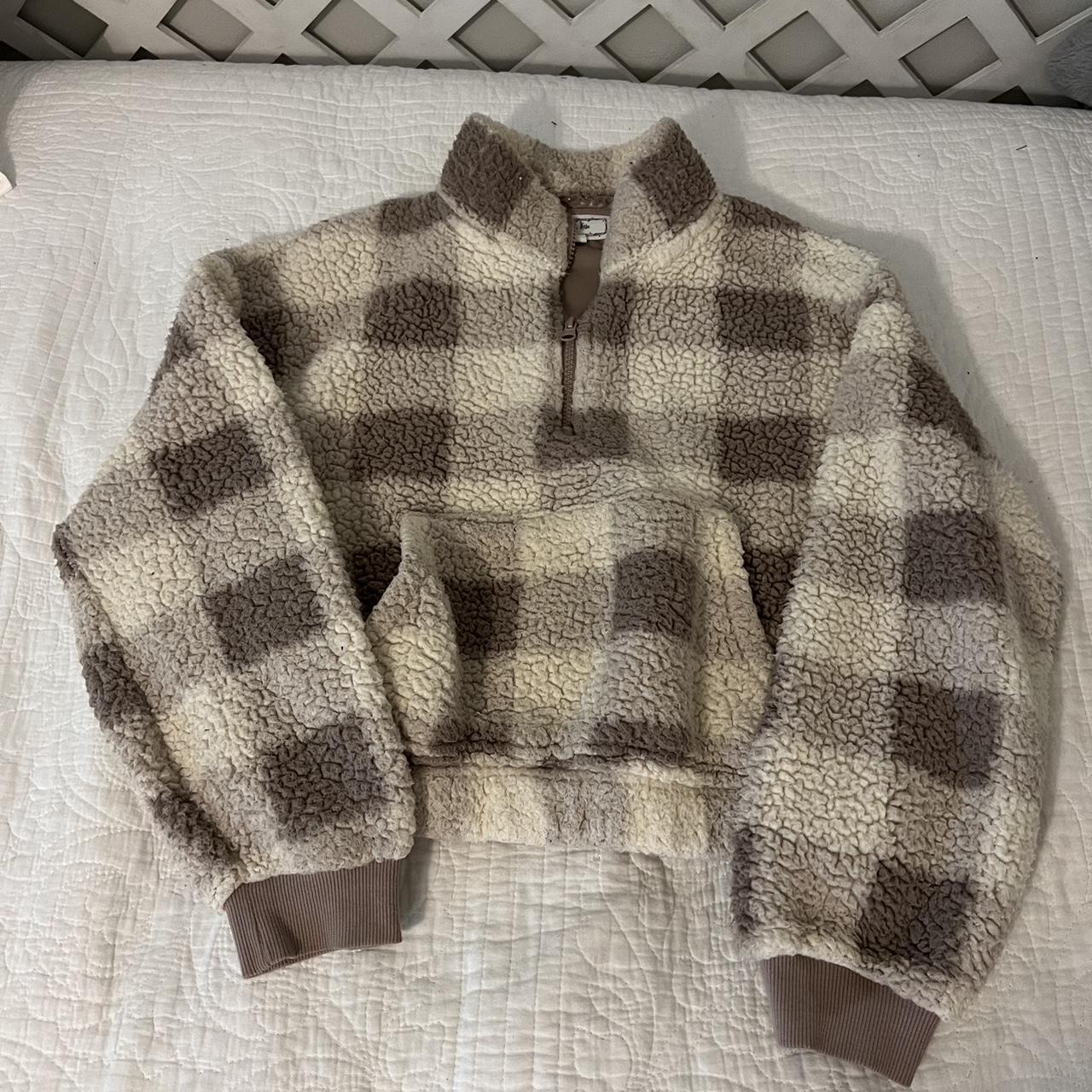 Plaid zip half online teddy sweatshirt