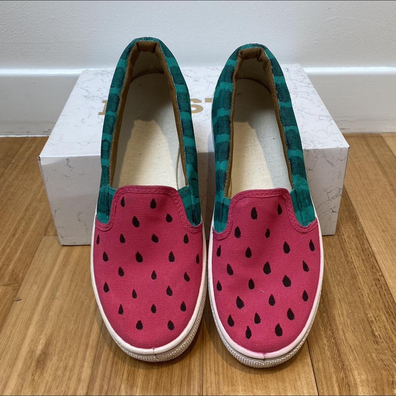 Hand painted watermelon shoes - size 8 - worn once... - Depop