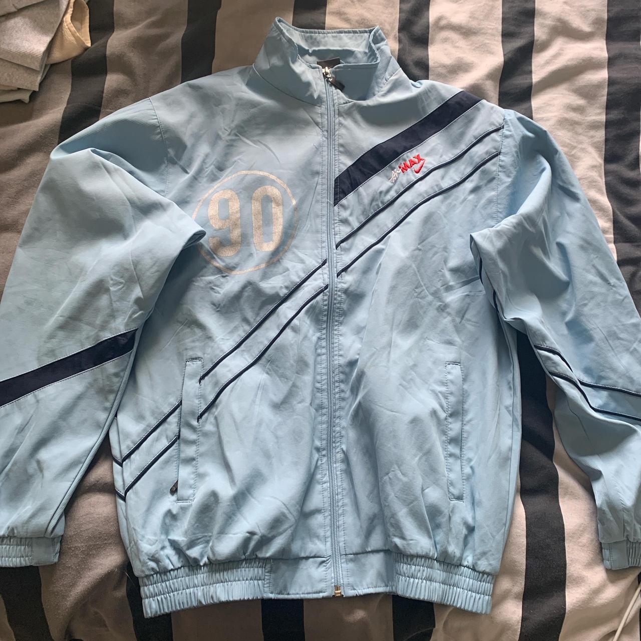 Nike air max t90 track jacket Light blue Size M... - Depop