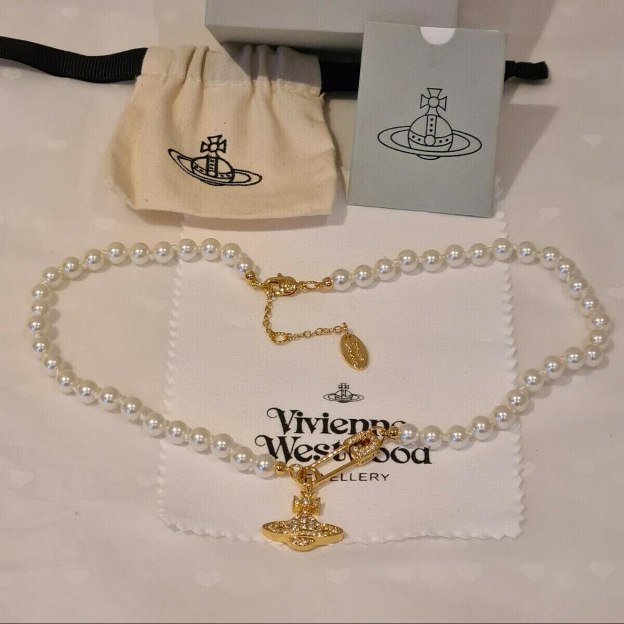 Vivienne Westwood Pearl safety pin Orb Necklace The... - Depop