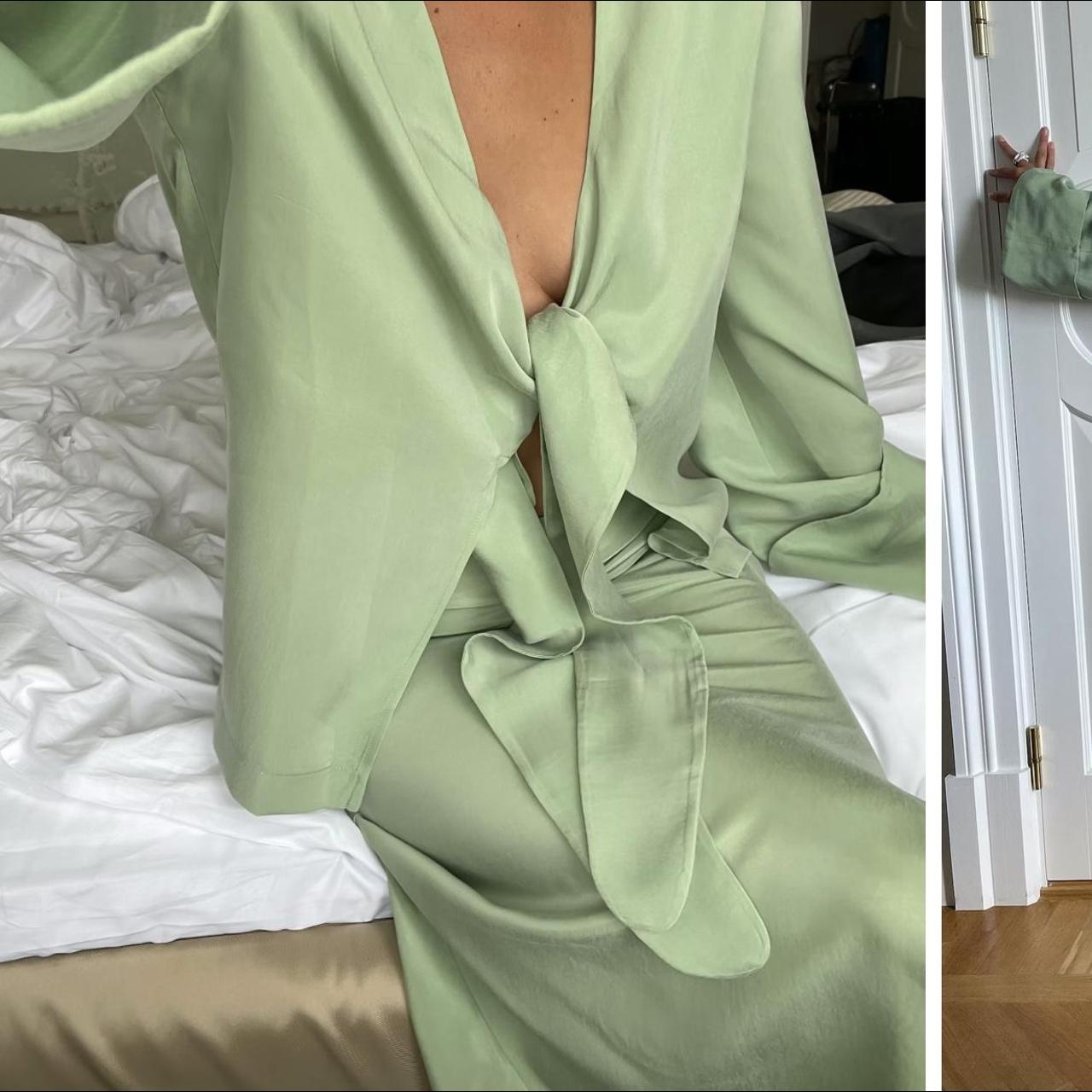 Djerf Avenue Pistachio tie top long sleeve and dream | Depop