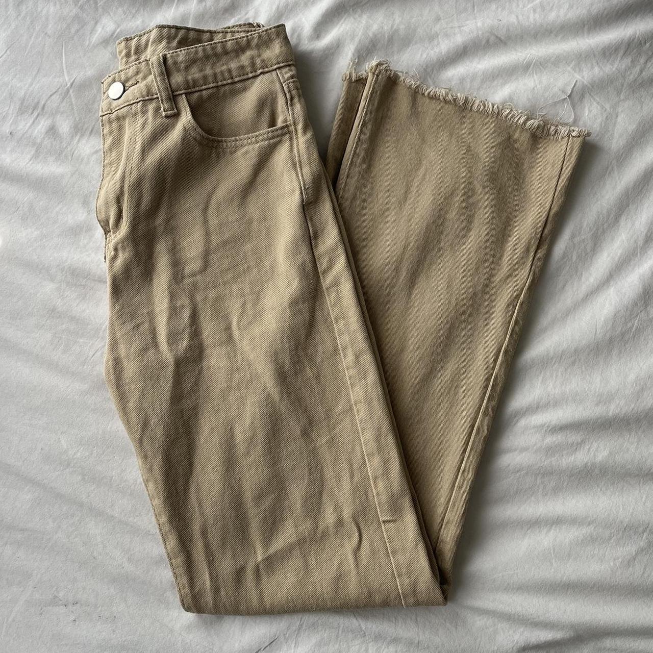 SHEIN Women's Tan and Cream Trousers | Depop