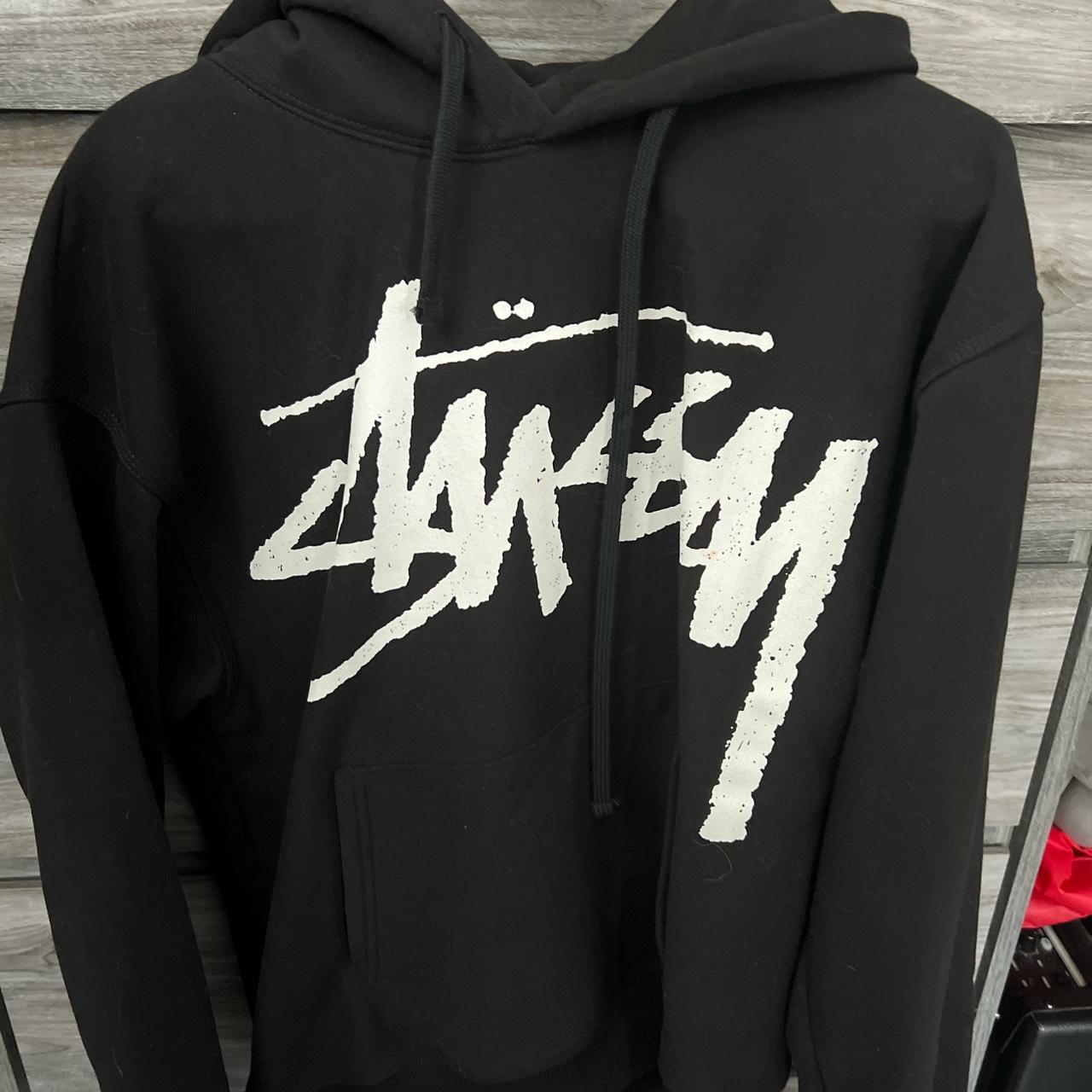 Stüssy Men's Black and White Hoodie | Depop