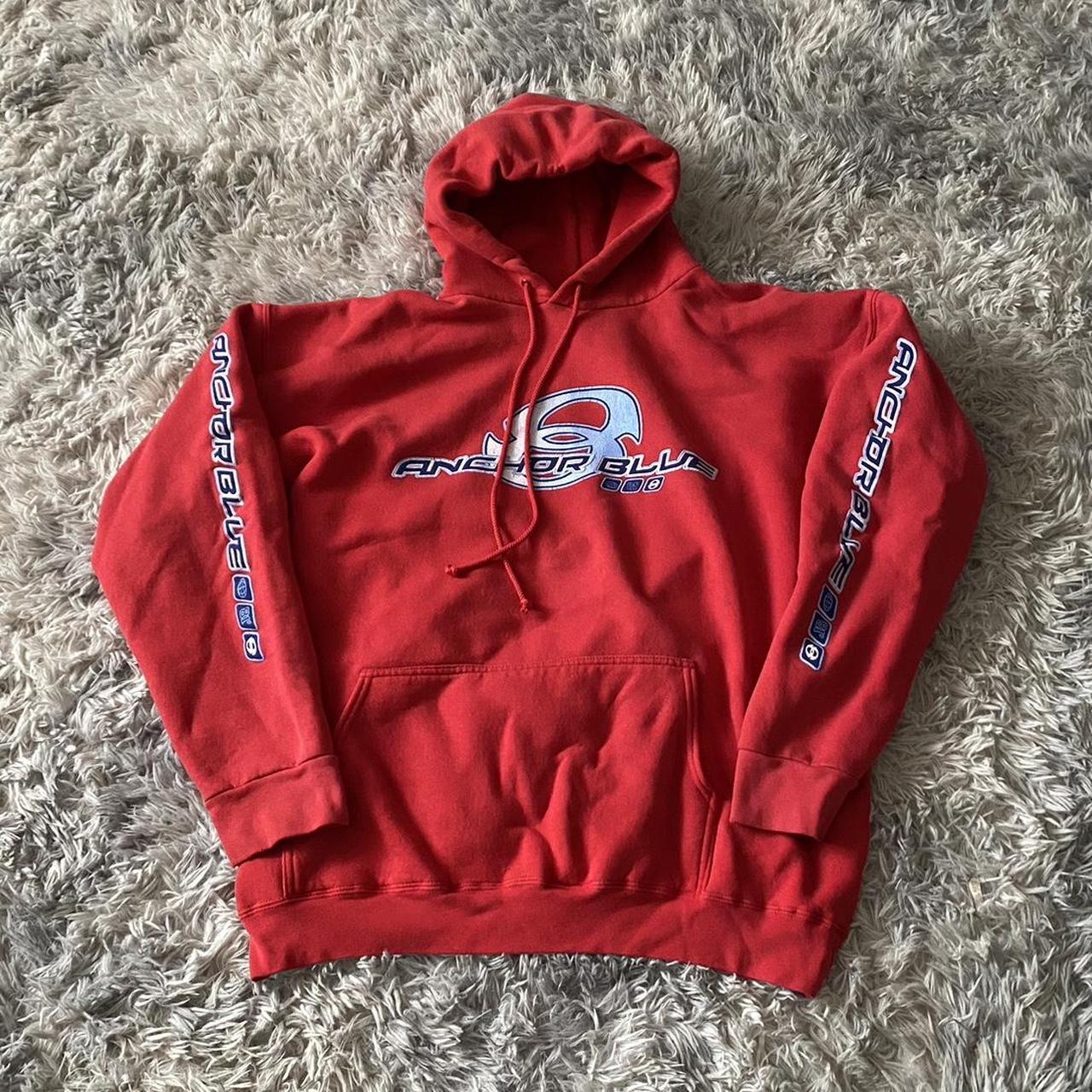 Anchor Blue Men's Red and Blue Hoodie | Depop