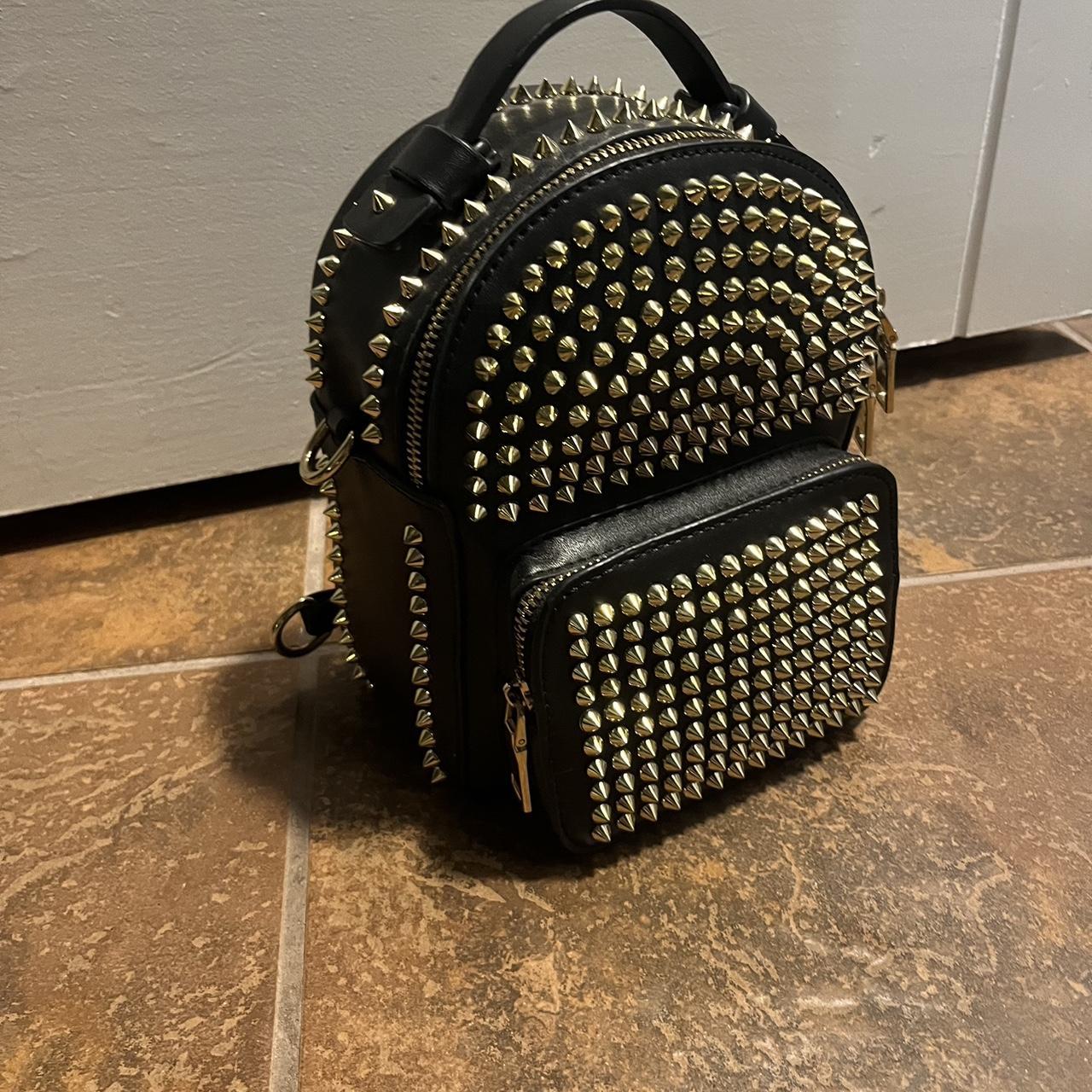 spiky leather mini backpack with gold. originally