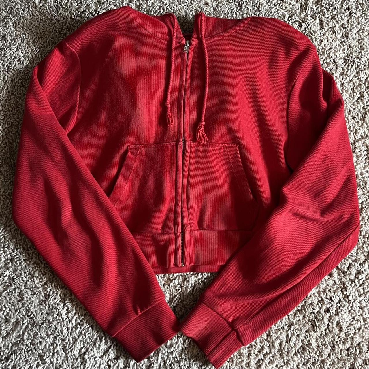 Brandy Melville cropped zip up xsm lightly worn,... Depop