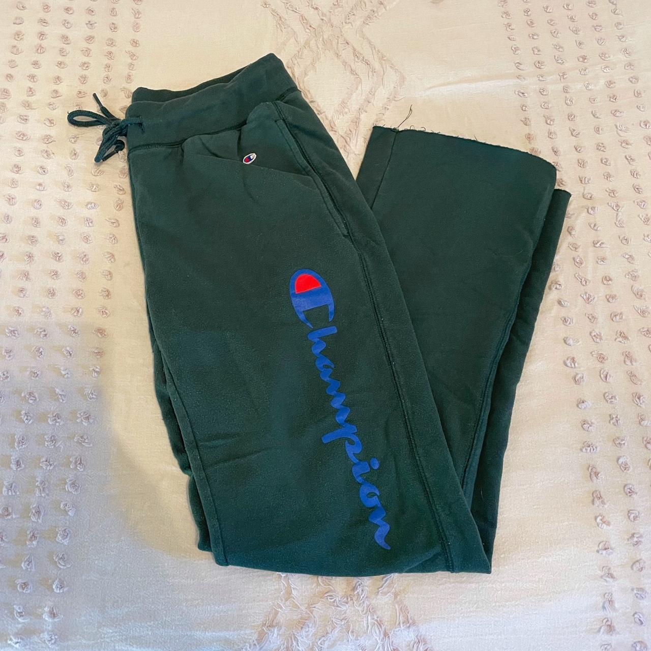 Hunter green Champion sweatpants size m little bit... - Depop