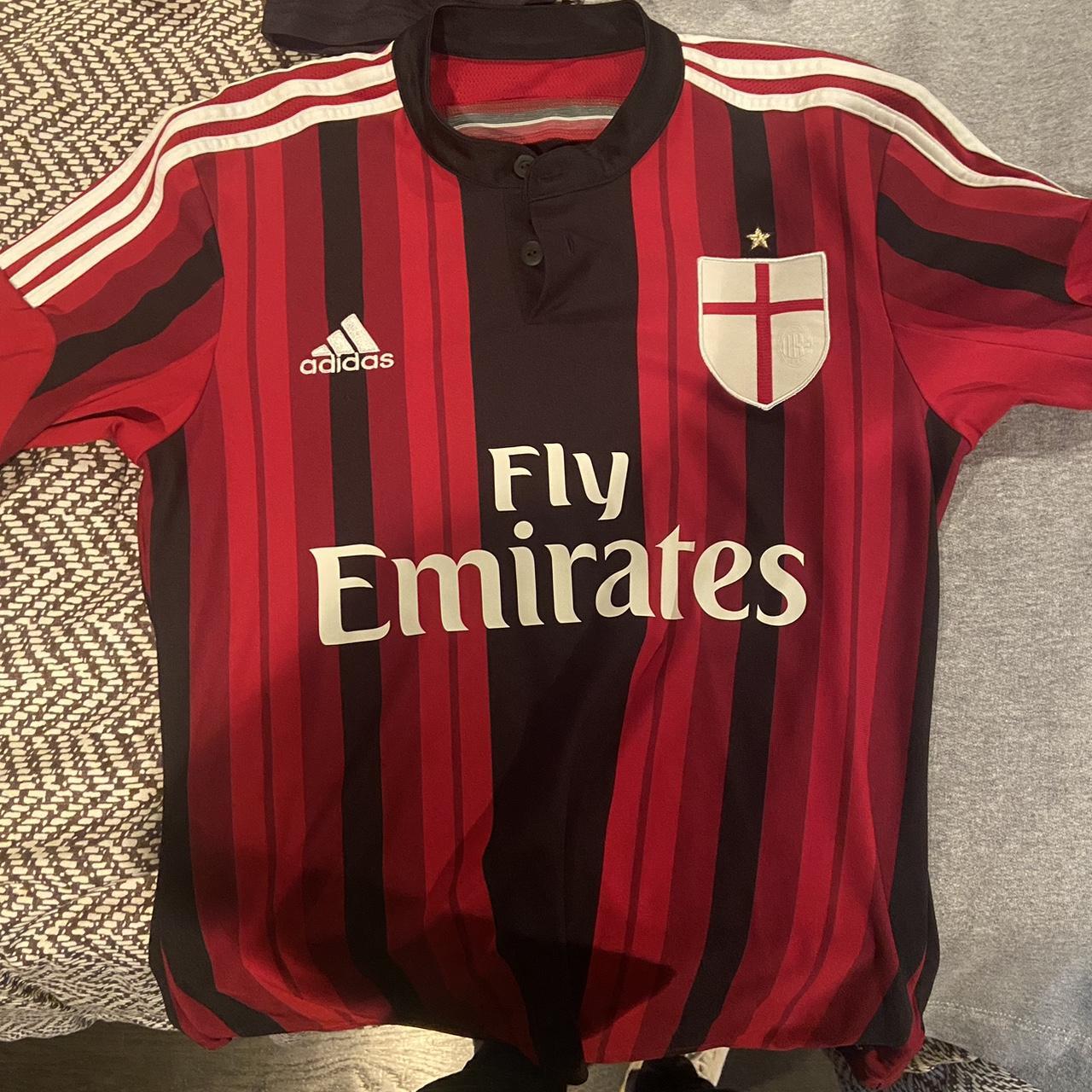 Adidas AC Milan Third Fly Emirates Soccer Football Collared Black Shirt S  Small