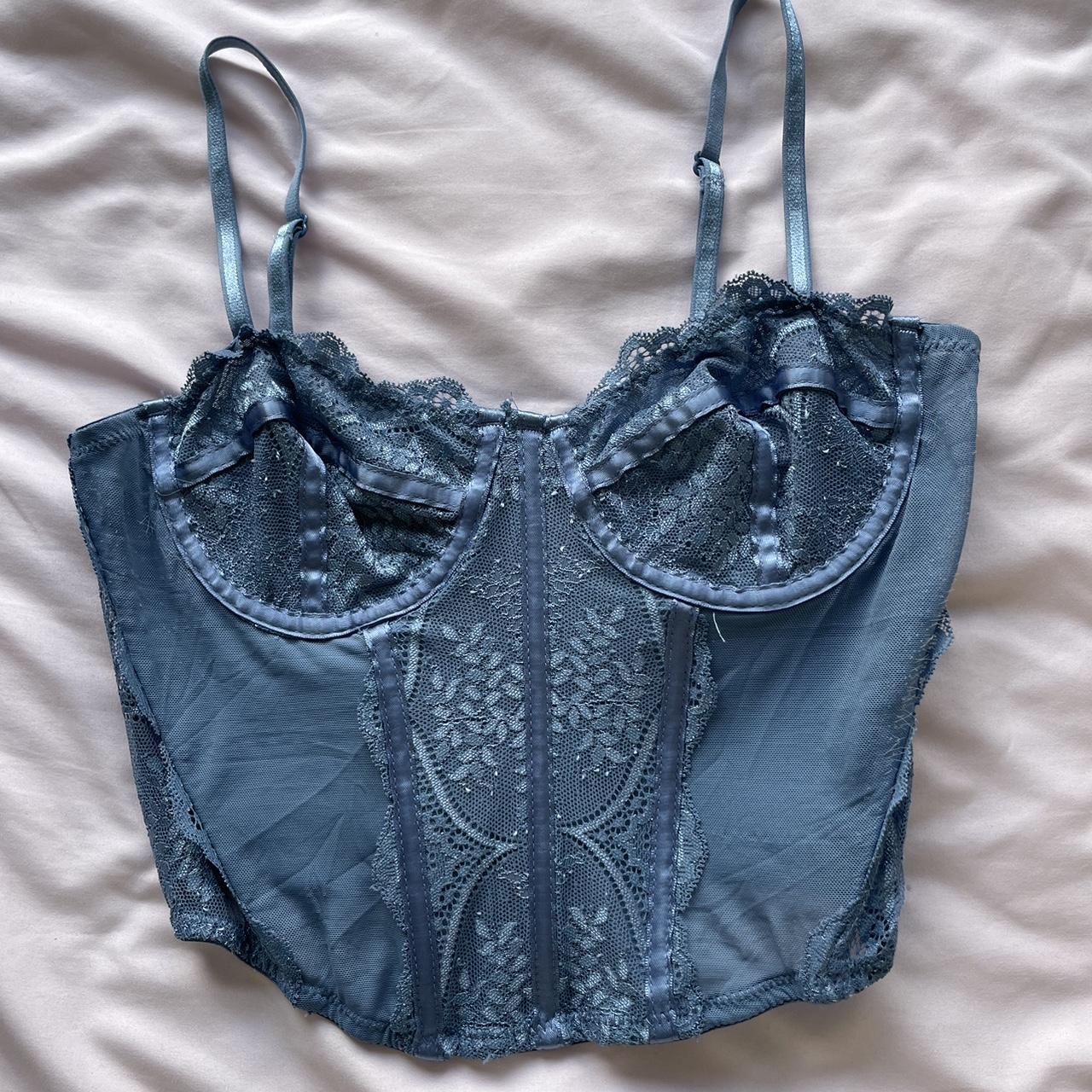 supre blue corset top size s worn once Depop