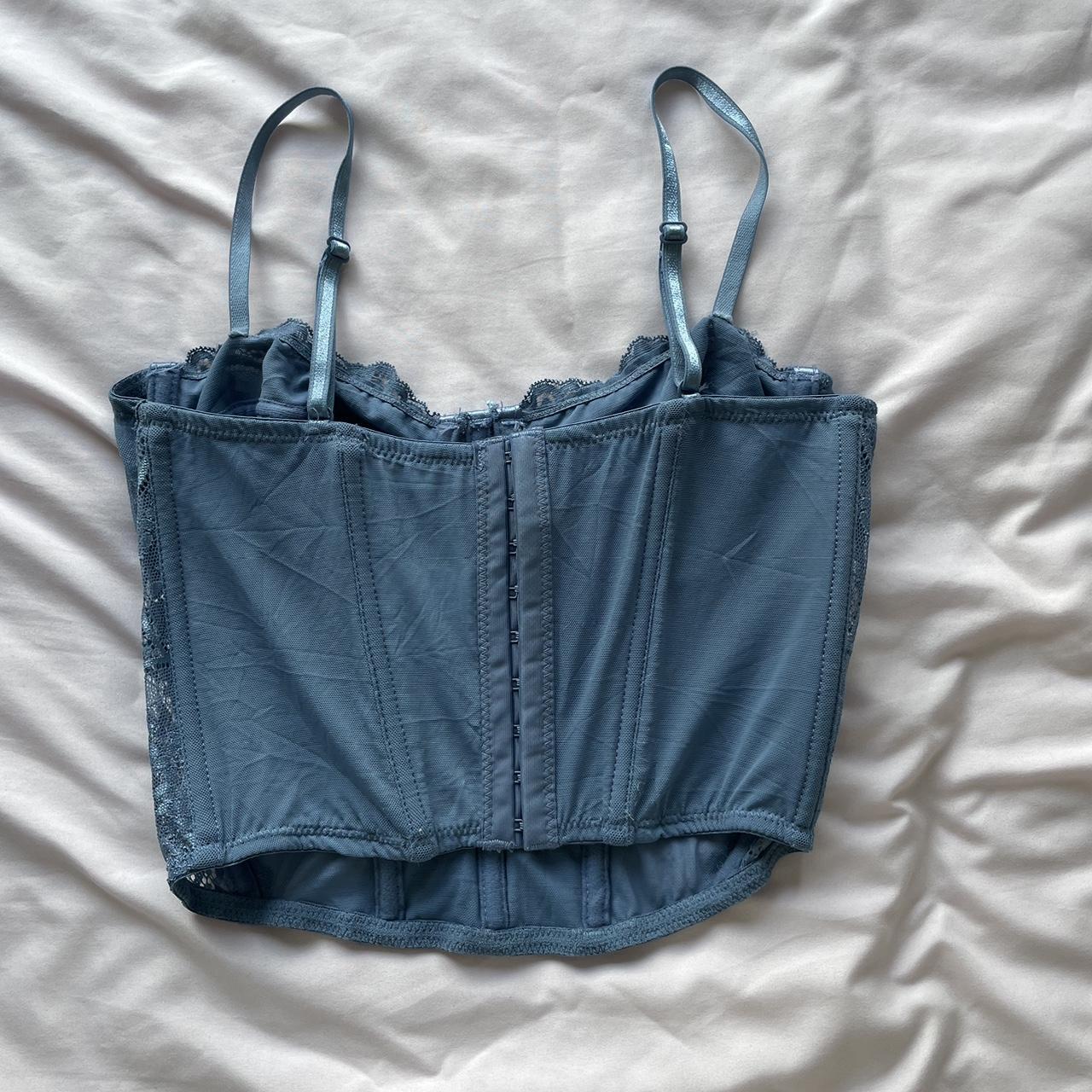supre blue corset top size s worn once Depop
