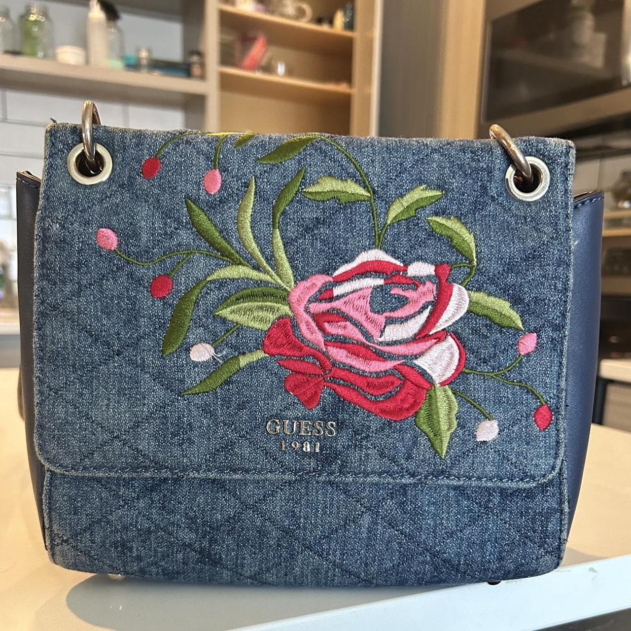 Guess blue and navy denim bag with Depop
