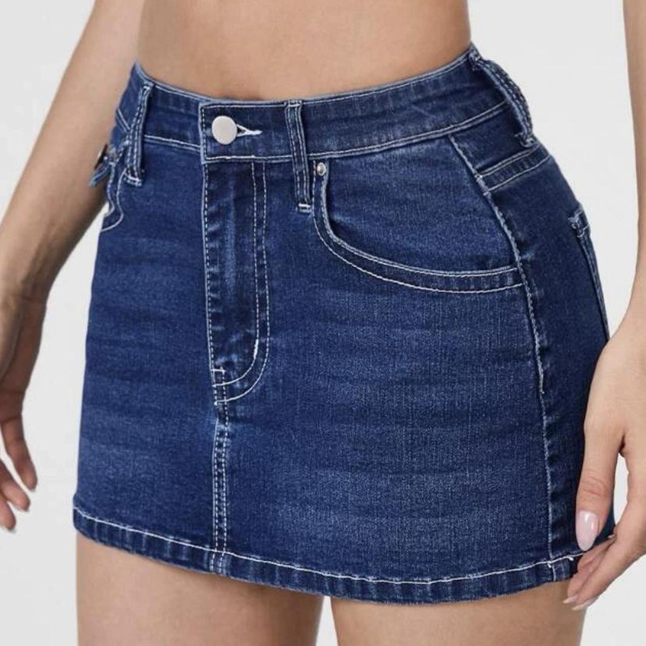 Brand new dark wash denim mini skirt 💙 - Depop