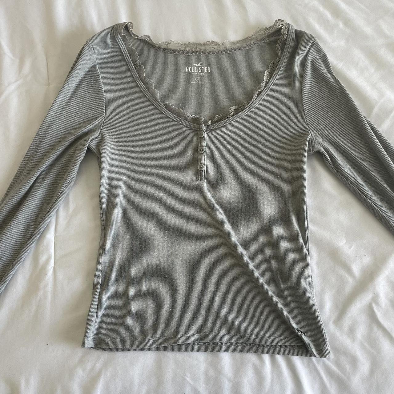 Hollister Lace Henley Long Sleeve Super Cute,... - Depop