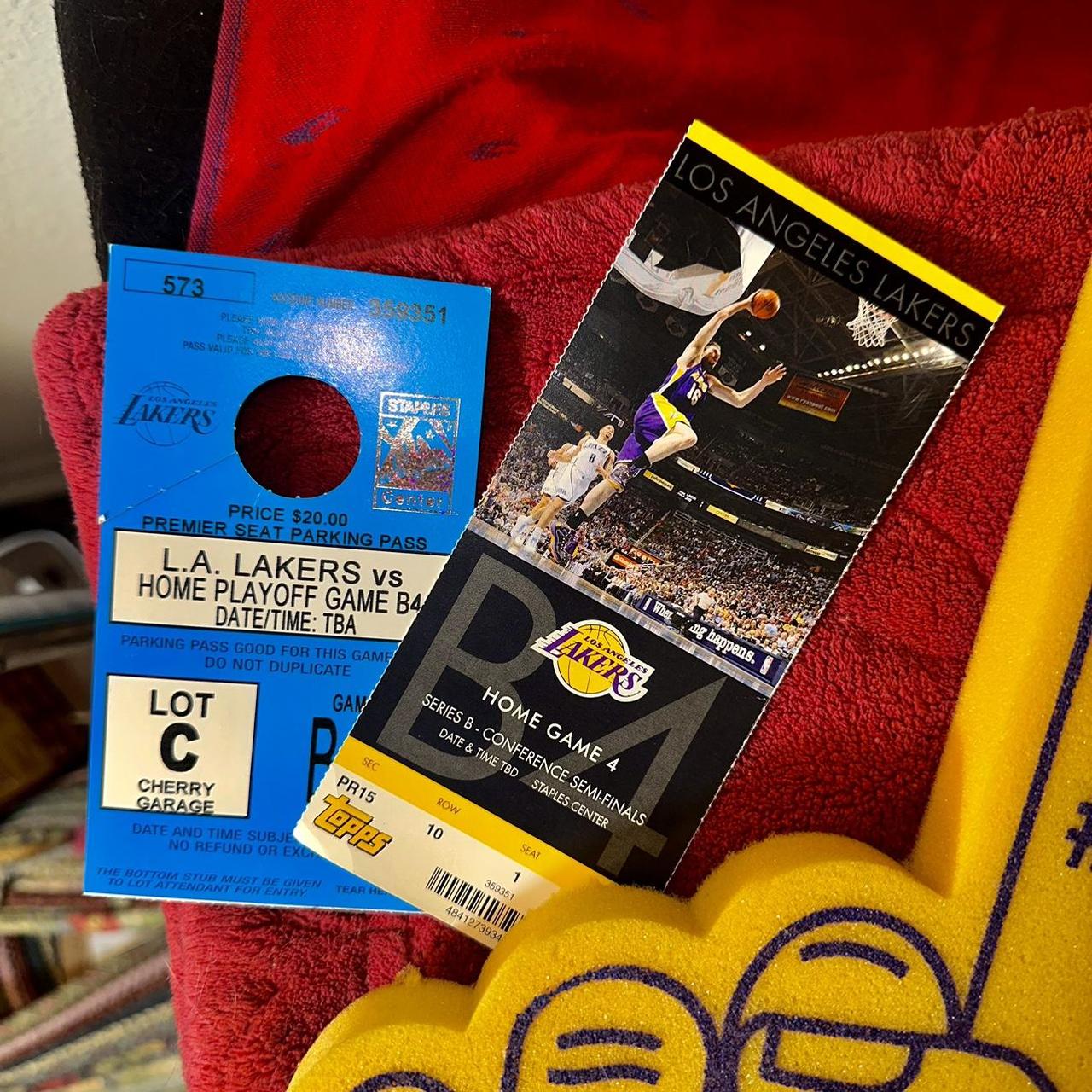 NBA Los Angeles Lakers Foam Finger + Used Game... Depop