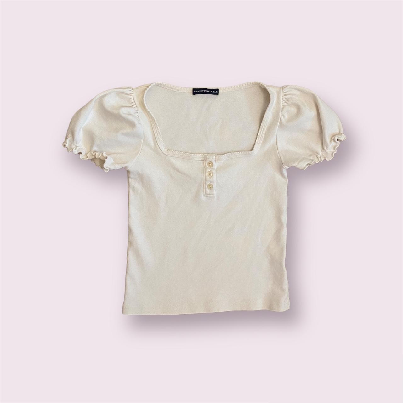 Brandy Melville Puff Sleeve Square Neck Top Depop