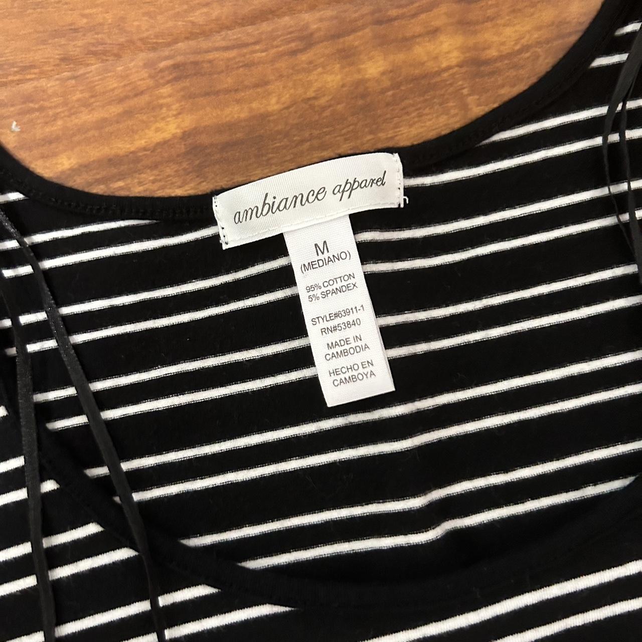 medium ambiance apparel black & white striped crop - Depop