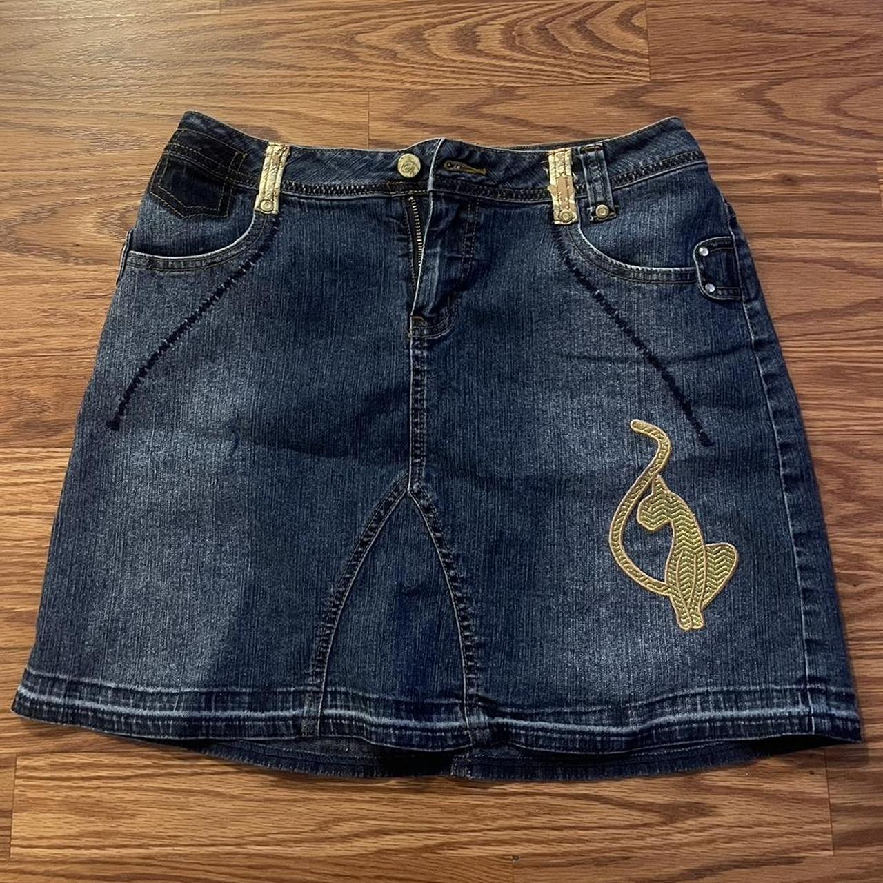 Baby phat girlz denim skirt Size 16 Waist 30... Depop