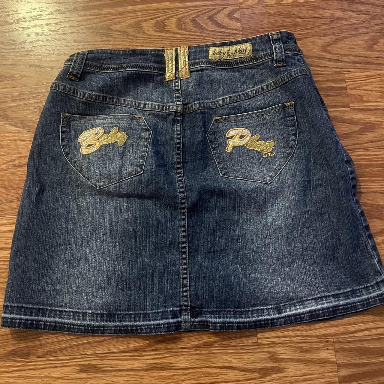 Baby phat girlz denim skirt Size 16 Waist 30... Depop