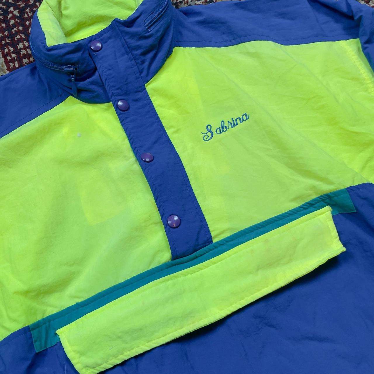 Vintage Women's Windbreaker Jacket - Yellow/Purpl… - image 2