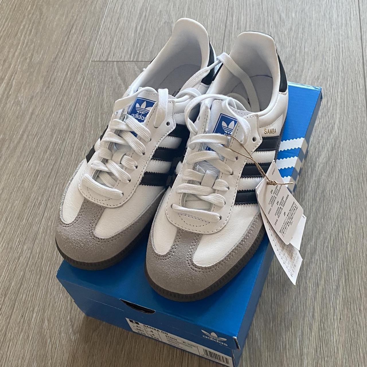 Adidas Women's White and Black Trainers | Depop