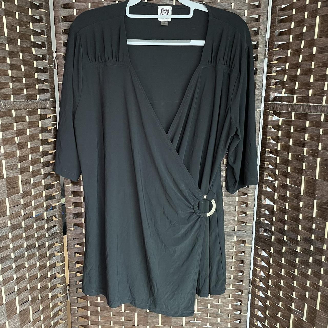 Anne Klein Black BalletCore Wrap Blouse Size:... - Depop